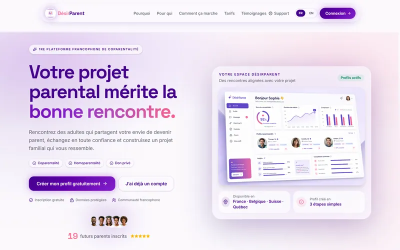 DésirParent — homepage, desktop
