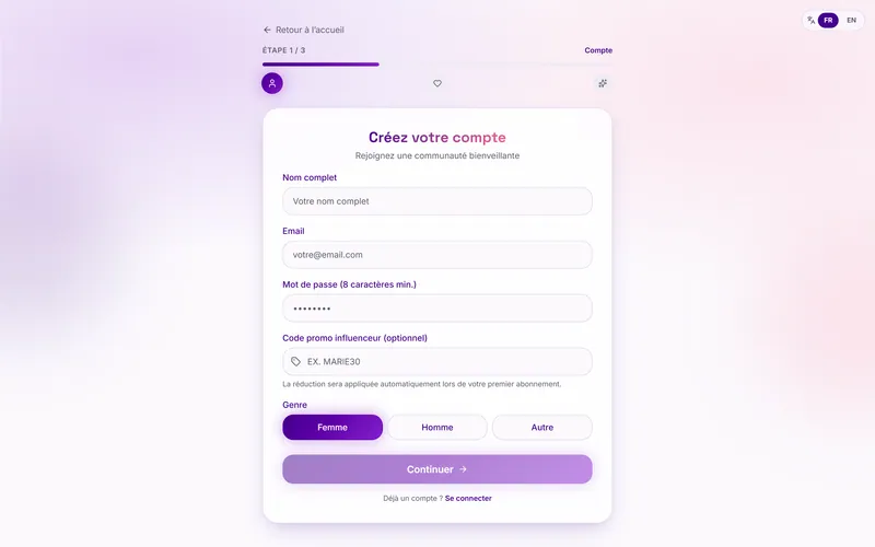 DésirParent: Profile creation flow