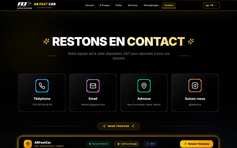 FFastCar: Contact and booking section