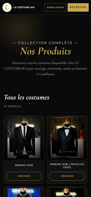 Le Costume: The full suit catalogue, mobile