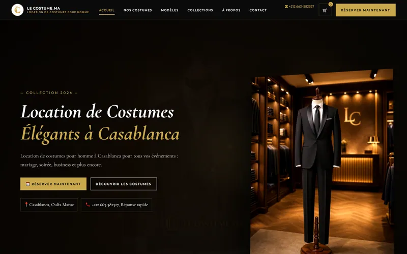 Le Costume — homepage, desktop