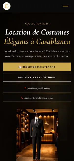 Le Costume — homepage, mobile