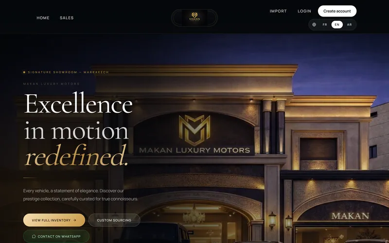 Makan Luxury Motors — homepage, desktop