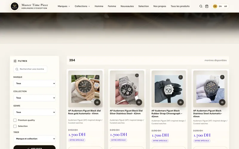 Master Time Piece: Full catalogue with brand filters