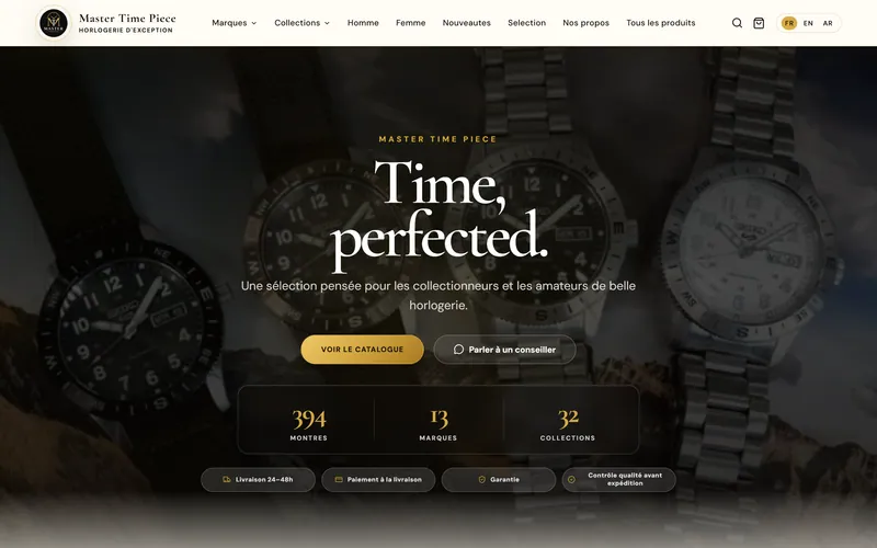 Master Time Piece — homepage, desktop