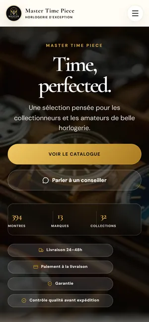 Master Time Piece — homepage, mobile