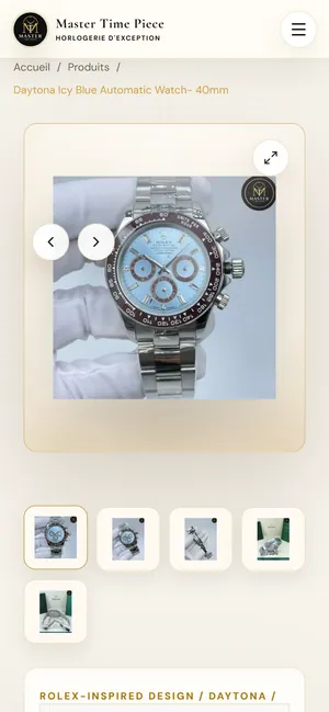 Master Time Piece: Watch page with gallery and private advisor, mobile